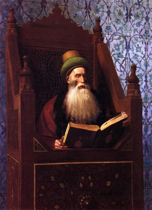 Mufti lisant dans son tabouret de prière - Jean-Léon Gérôme - Reproductions de tableaux et peintures haut de gamme