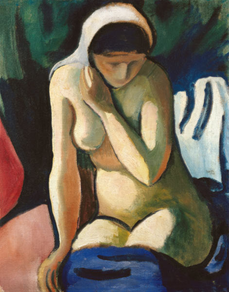 Fille nue avec un foulard - August Macke - Reproductions de tableaux et peintures haut de gamme