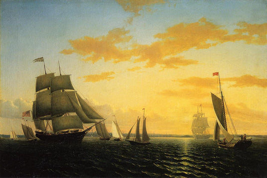 Le port de New Bedford au coucher du soleil - William Bradford - Reproductions de tableaux et peintures haut de gamme