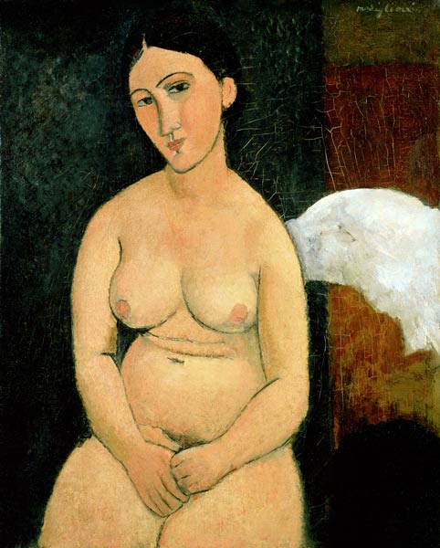 Nu assis (C.1917) - Amedeo Modigliani - Reproductions de tableaux et peintures haut de gamme