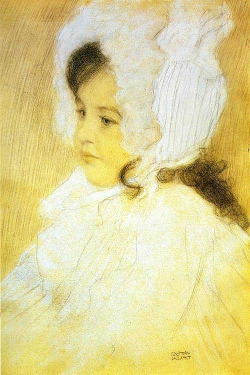 Portrait d'une fille - Gustav Klimt - Reproductions de tableaux et peintures haut de gamme