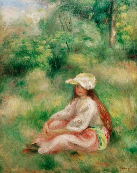 Fille habillée en rose - Pierre-Auguste Renoir - Reproductions de tableaux et peintures haut de gamme