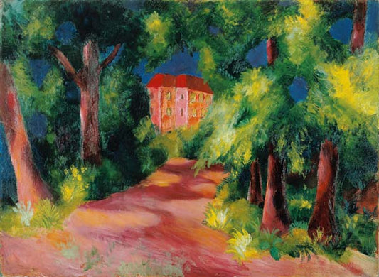 La maison rouge dans le parc - August Macke - Reproductions de tableaux et peintures haut de gamme