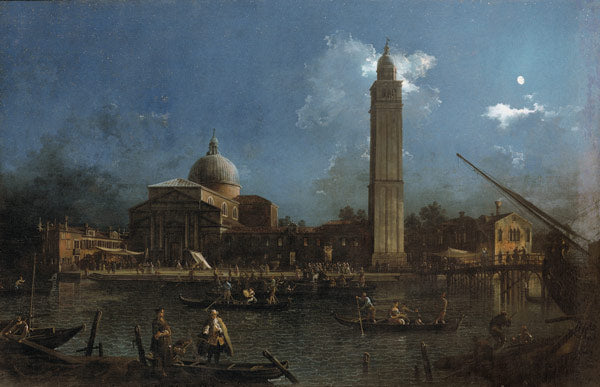 La célébration nocturne devant l'église San Pietro di Castello - Giovanni Antonio Canal - Reproductions de tableaux et peintures haut de gamme