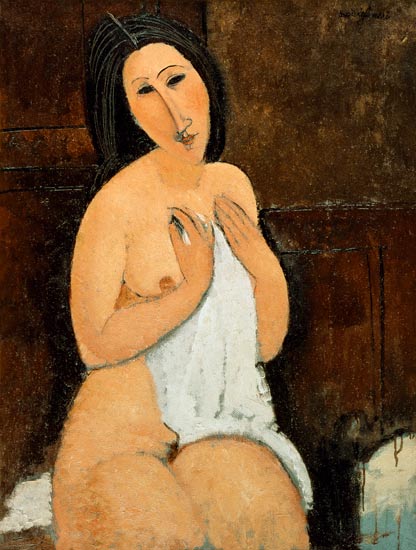 Nu assis avec une chemise - Amedeo Modigliani - Reproductions de tableaux et peintures haut de gamme