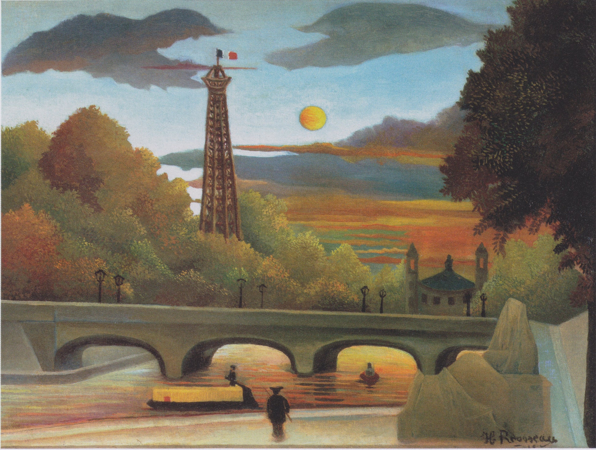 Seine et Tour Eiffel au soleil couchant - Henri Rousseau - Reproductions de tableaux et peintures haut de gamme