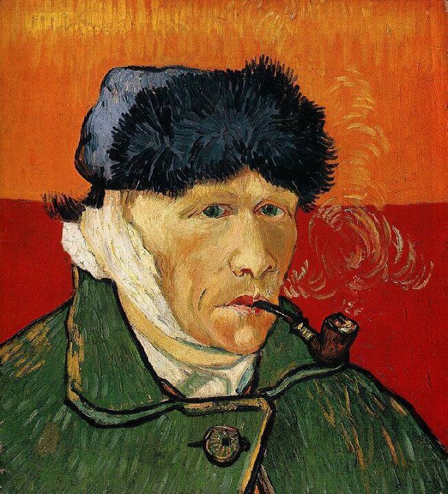 Autoportrait avec oreille bandée et pipe - Van Gogh - Reproductions de tableaux et peintures haut de gamme