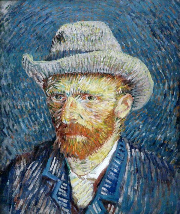 Autoportrait avec un chapeau de feutre gris - Van Gogh - Reproductions de tableaux et peintures haut de gamme