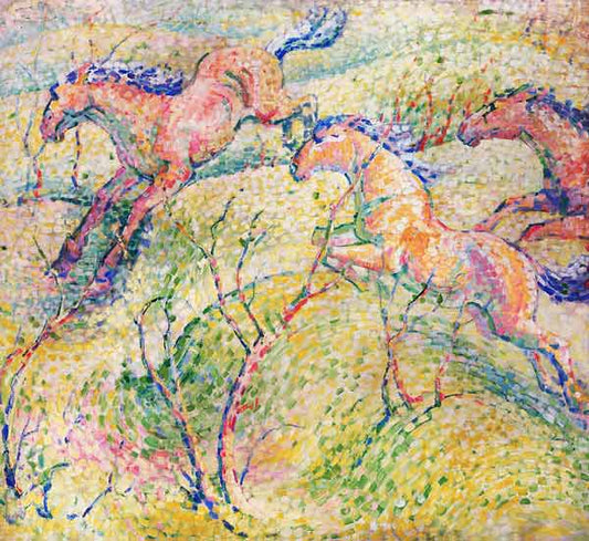 Chevaux de saut - Franz Marc - Reproductions de tableaux et peintures haut de gamme