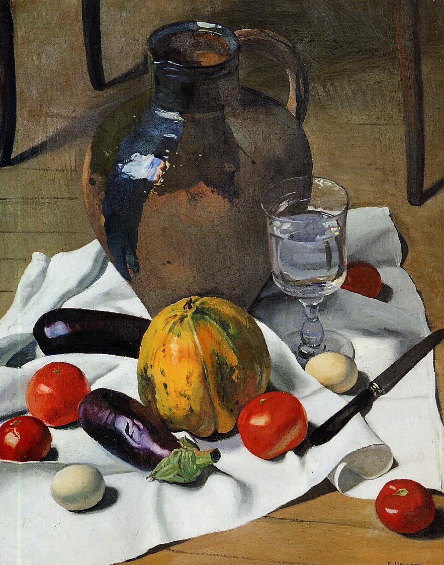 Nature morte avec une grande cruche en faïence - Félix Edouard Vallotton - Reproductions de tableaux et peintures haut de gamme