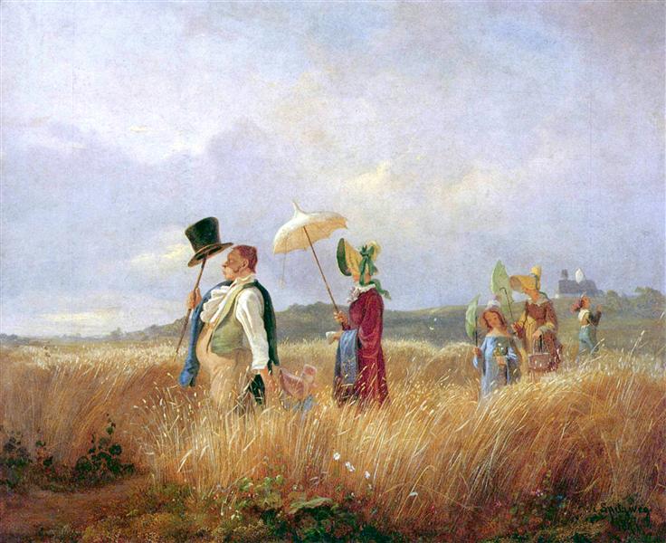 Promenade du dimanche, 1841 - Carl Spitzweg - Reproductions de tableaux et peintures haut de gamme