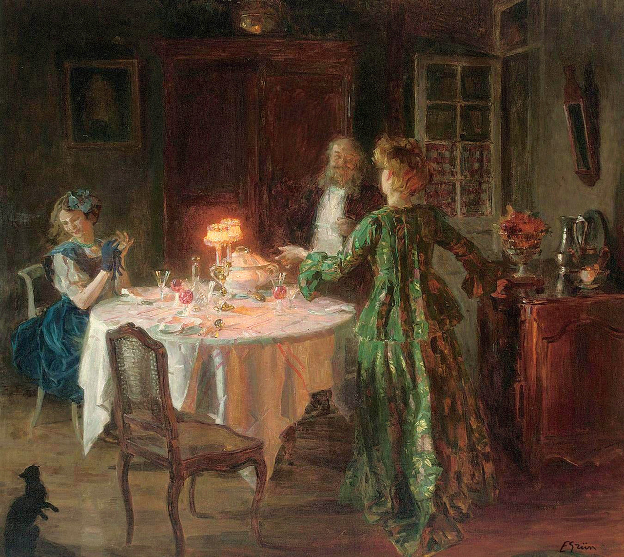 La fête du dîner - Jules Grün - Reproductions de tableaux et peintures haut de gamme