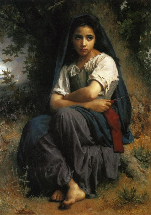 La petite tricoteuse - William Bouguereau - Reproductions de tableaux et peintures haut de gamme