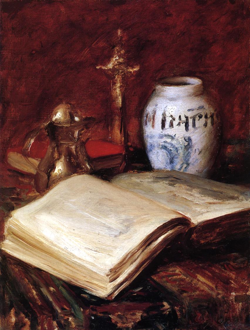 The Old Book - William Merritt Chase - Reproductions de tableaux et peintures haut de gamme