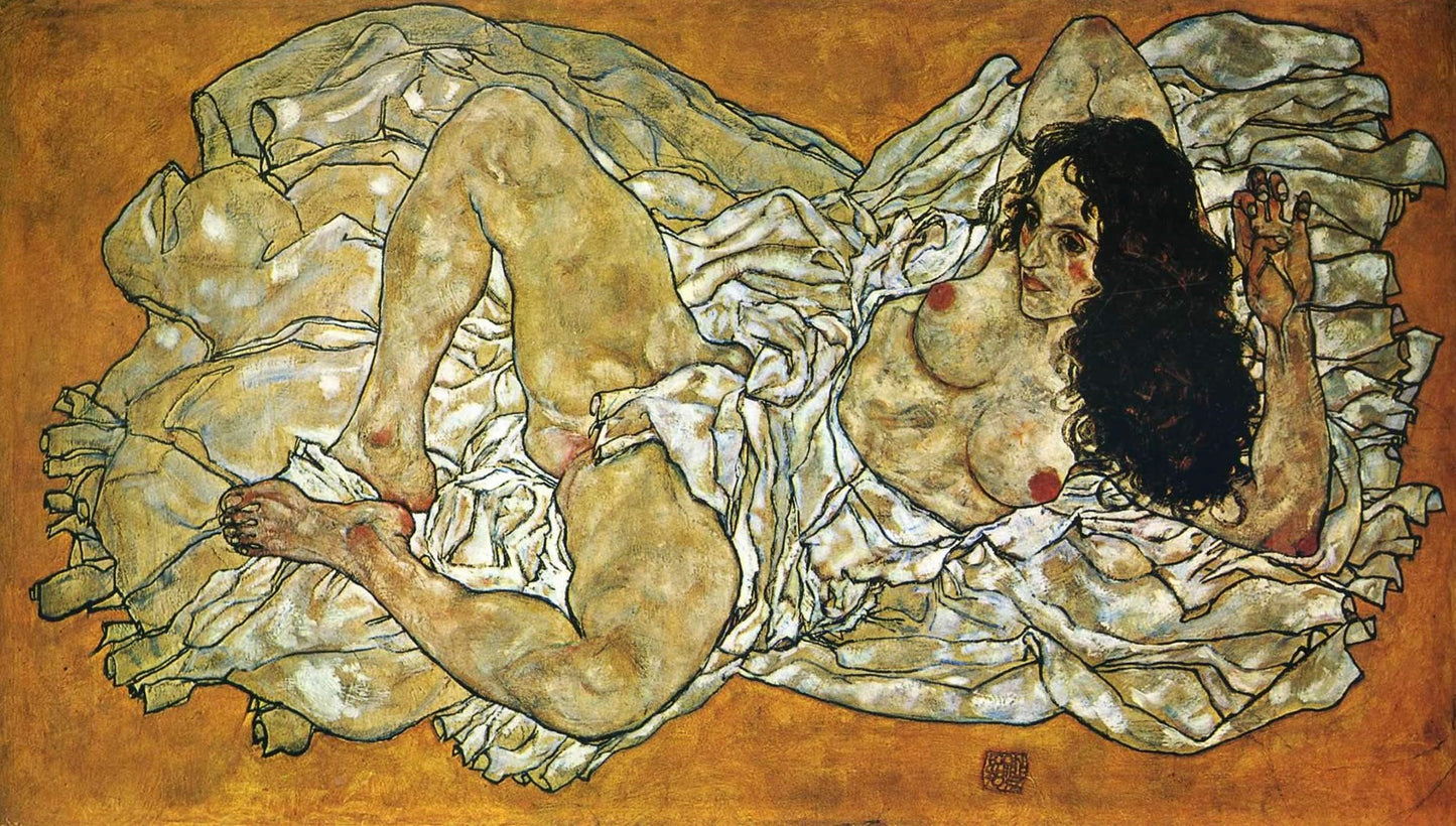 Femme allongée - Egon Schiele - Reproductions de tableaux et peintures haut de gamme