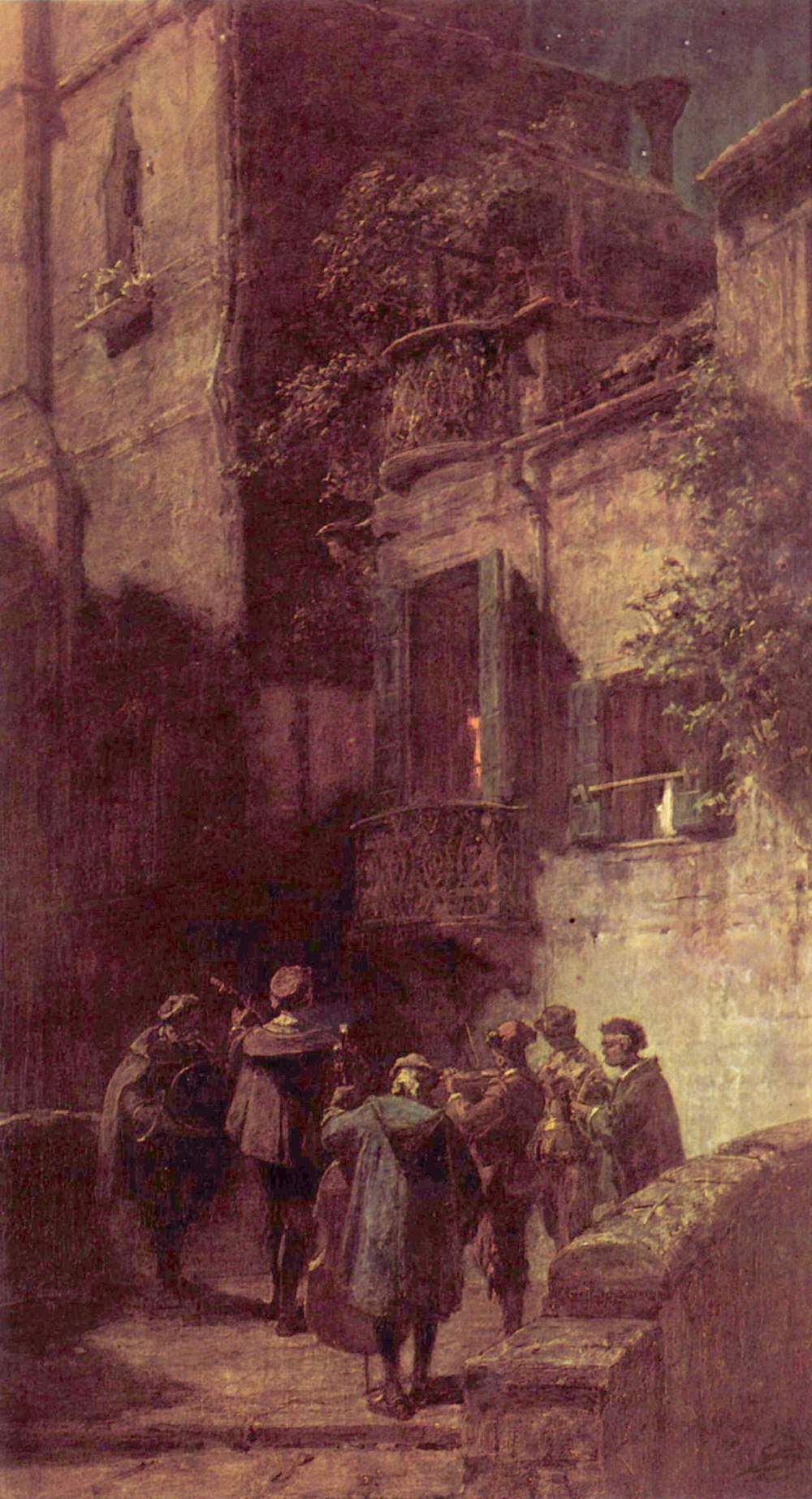 La sérénade - Carl Spitzweg - Reproductions de tableaux et peintures haut de gamme