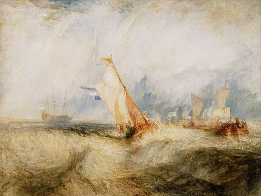 Van Tromp en train de faire plaisir à ses maîtres les navires en mer en train de se mouiller - William Turner - Reproductions de tableaux et peintures haut de gamme