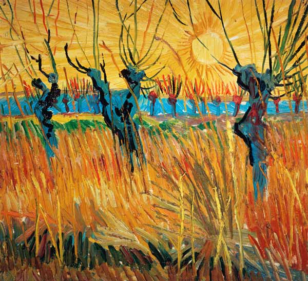 Les saules au soleil couchant - Van Gogh - Reproductions de tableaux et peintures haut de gamme