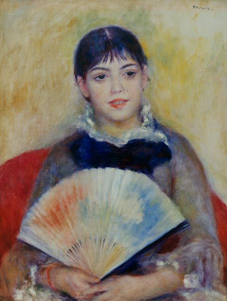 Femme avec un éventail 1880 - Pierre-Auguste Renoir - Reproductions de tableaux et peintures haut de gamme