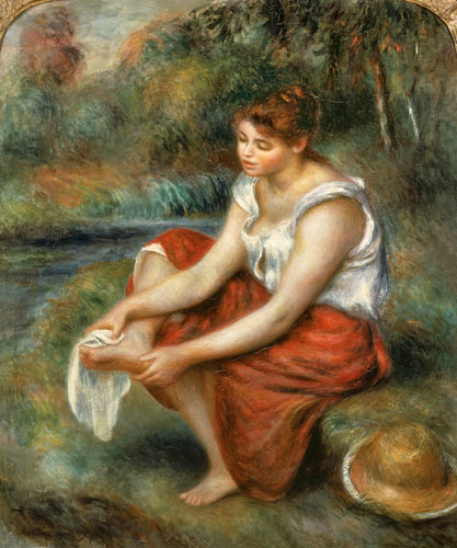 Femme se lavant les pieds - Pierre-Auguste Renoir - Reproductions de tableaux et peintures haut de gamme