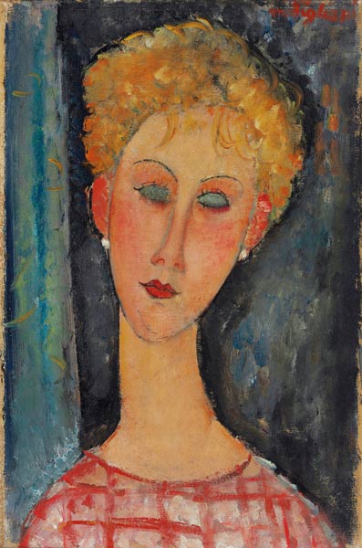 Jeune fille avec des boucles d'oreilles - Amedeo Modigliani - Reproductions de tableaux et peintures haut de gamme