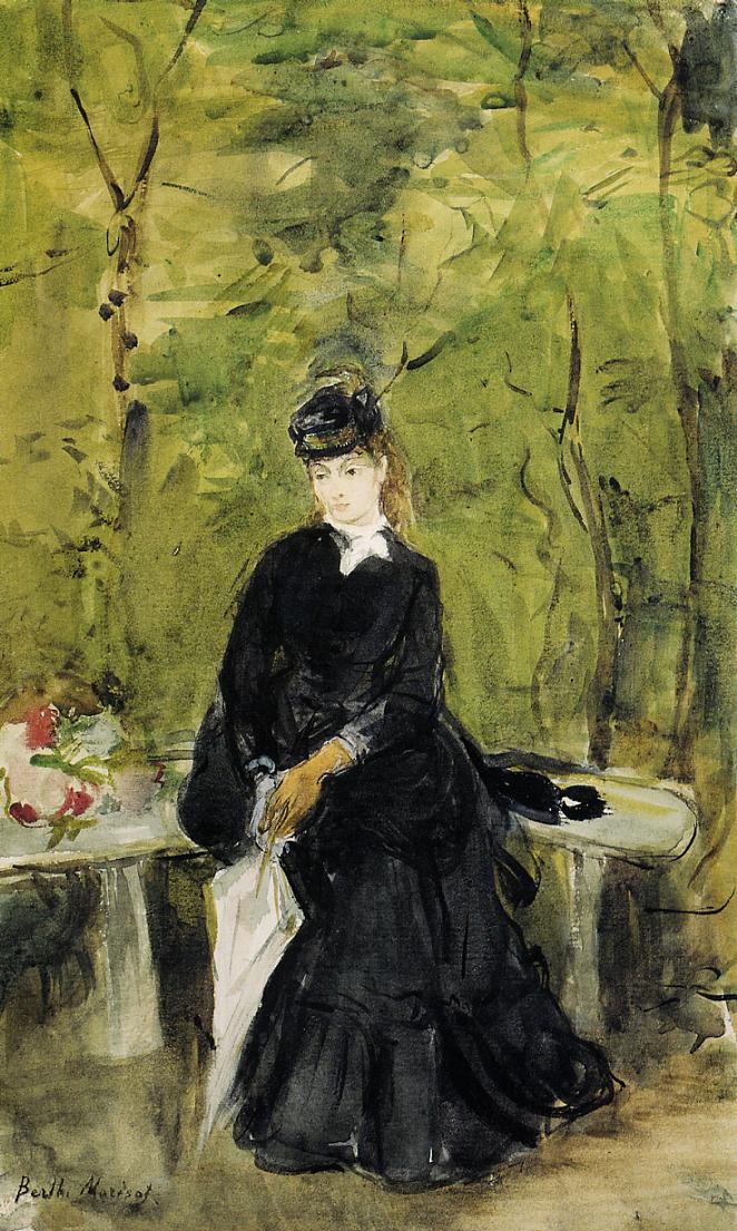 Young Lady Seated on a Bench - Berthe Morisot - Reproductions de tableaux et peintures haut de gamme