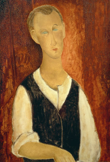 Jeune homme avec le gilet noir - Amedeo Modigliani - Reproductions de tableaux et peintures haut de gamme